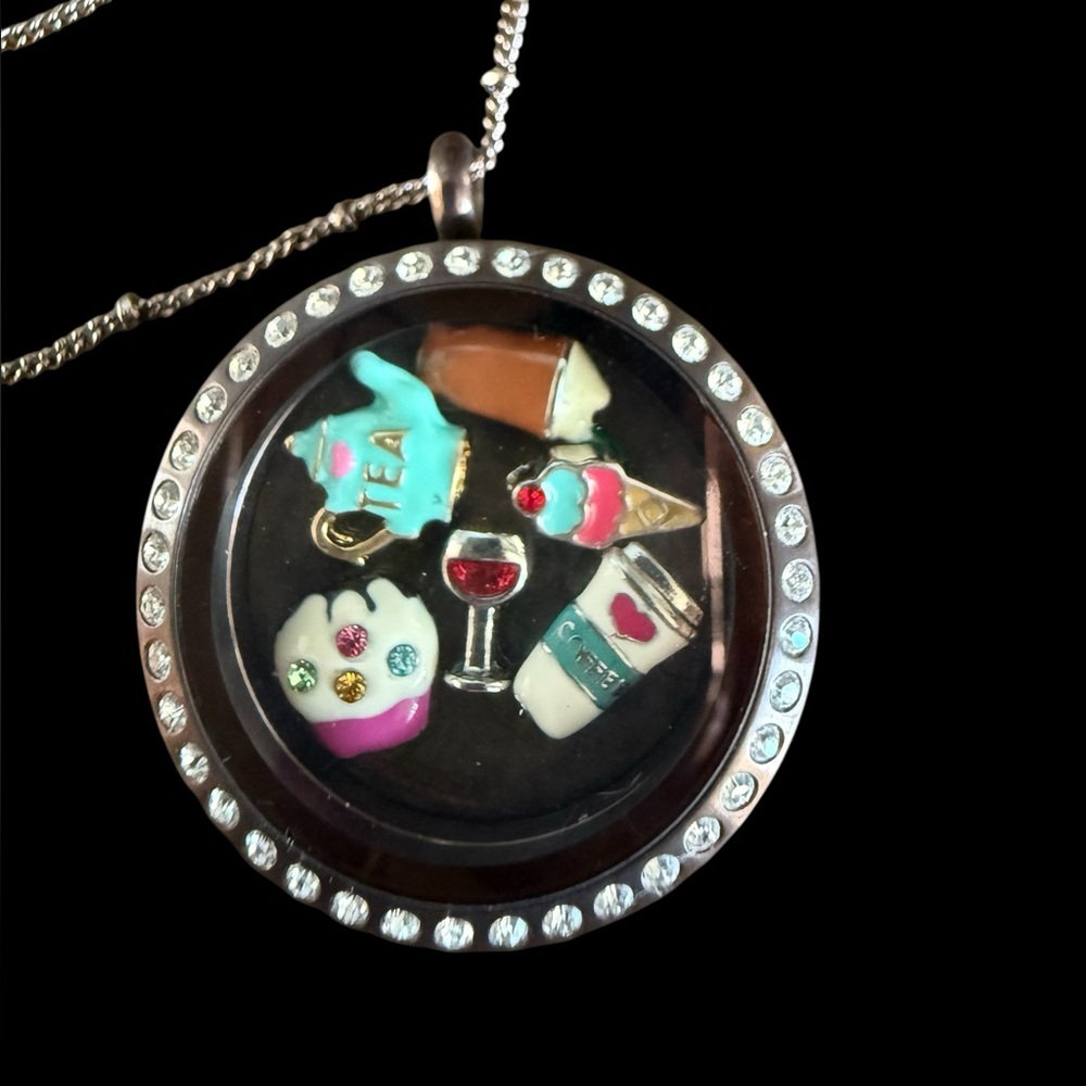 NEW Origami Owl Style Chocolate Brown Floating Charm Locket & Chain -Foodie Set - Picture 3 of 14